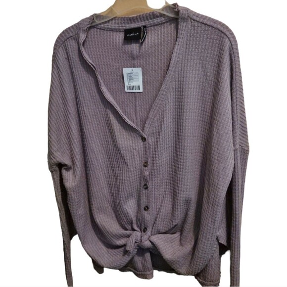 Urban Outfitters Out From Under Jojo Waffle Knit Button Front Tie Slouch… - Picture 2 of 5